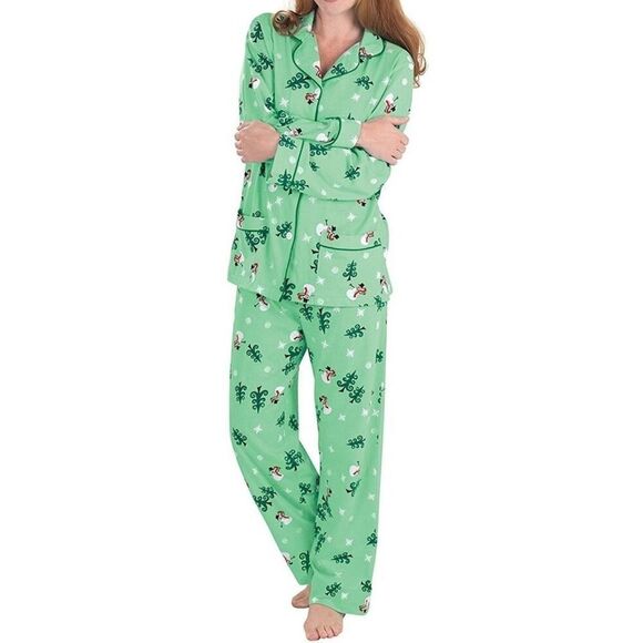PajamaGram CO. Christmas 2PC Pajama Set Multicolor Green Size 1X - Picture 1 of 8